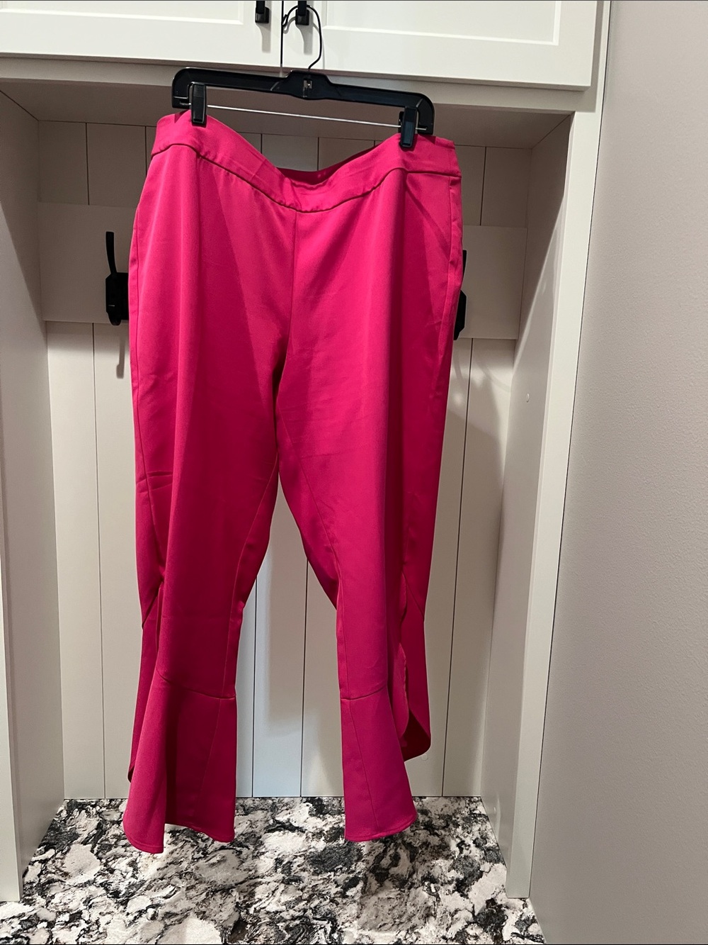 Lane Bryant Bright Pink Ruffled Flare-Hem Crop/Ankle Pants